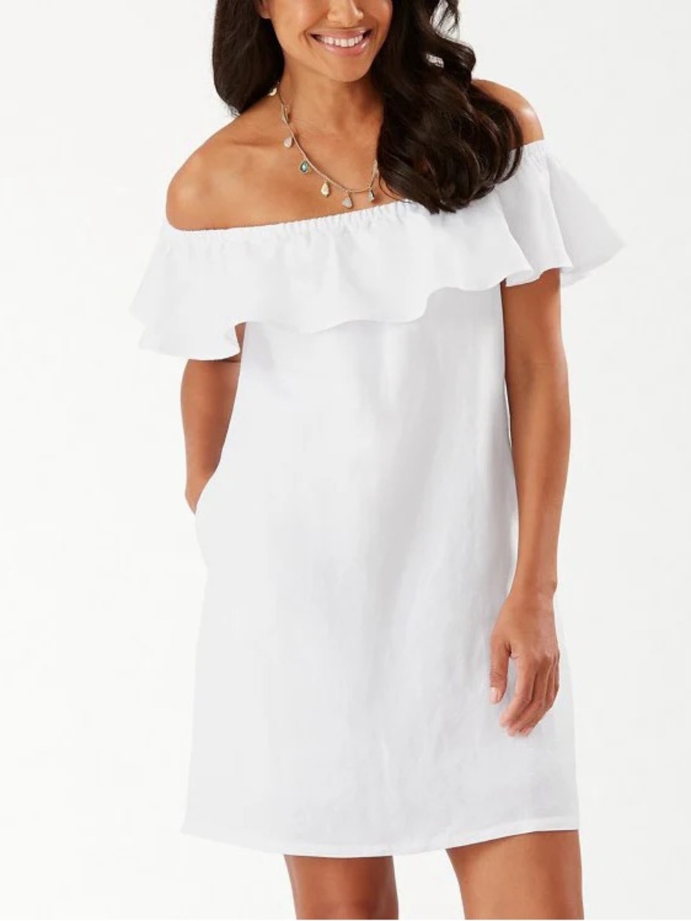 Tommy Bahama off shoulder linen blend mini dress